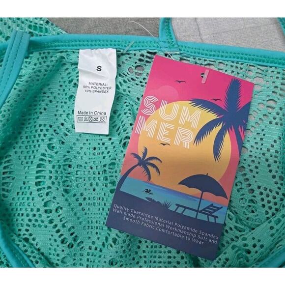 Girls Swim Cover Ups Beach Crochet‎ Mesh Crossback Swimsuits Cover Up Dress Sz S - Picture 6 of 10